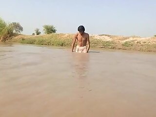 Desi swimming in the river